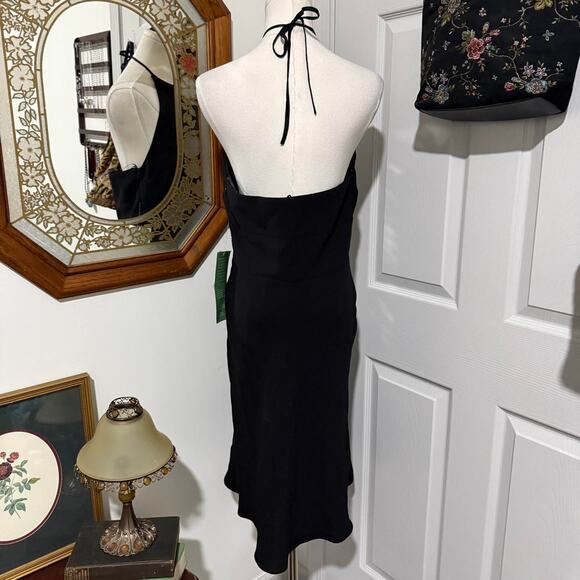 NWT Vintage Y2K Dawn Joy Evening Black Beaded Keyhole Formal Halter Dress 10/M - Picture 5 of 8